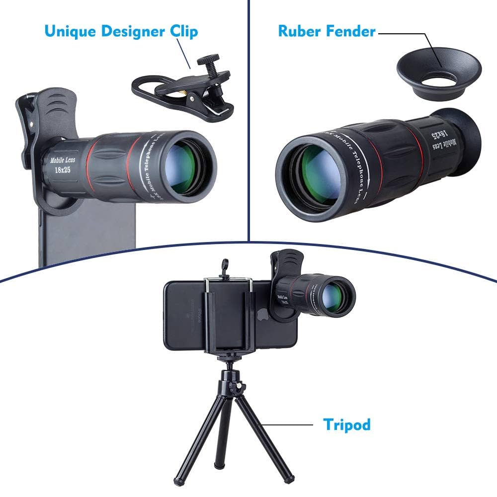 18x25 Télescope Zoom Lens Monocular Lentille de Caméra de Téléphone Portable pour Les Sports de Chasse de Camping