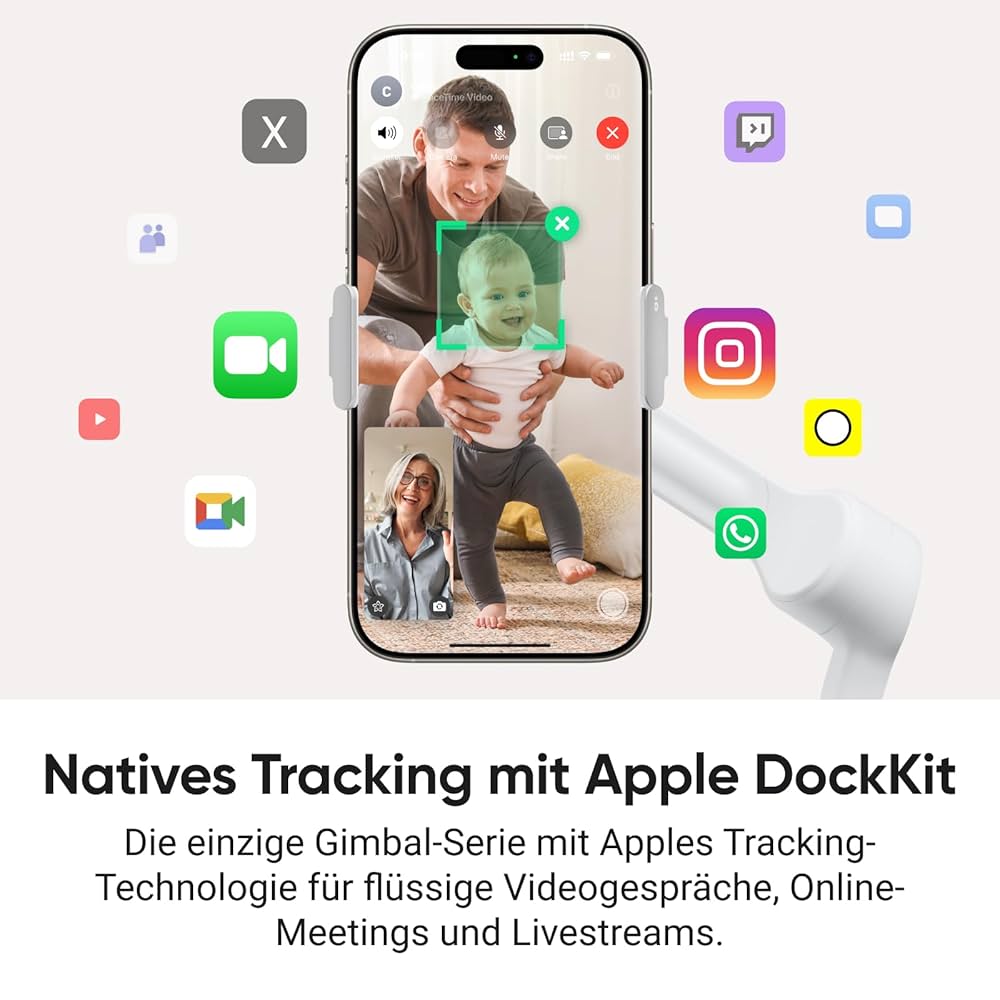Insta360 Flow 2 Pro Blanc - Cardan IA pliable, suivi dans plus de 200 applications avec Apple DockKit, suivi panoramique multi-personnes et 360°, trépied/perche à selfie intégré, stabilisateur portable pour iPhone/Android