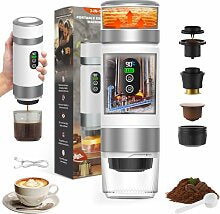 Cafetière portable VHV, cafetière de voyage 3 en 1 – Sans fil et auto-chauffante – avec batterie 7500 mAh, pression 20 bars – Convient à diverses occasions et cadeaux (Vert)