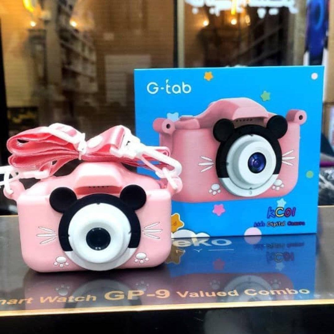 G _tab Appareil Photo Numérique Enfants 3Mpx Appareil Photo Jouet Filtres Jeux Vidéo Cadeau + Carte 32Go (Rose)