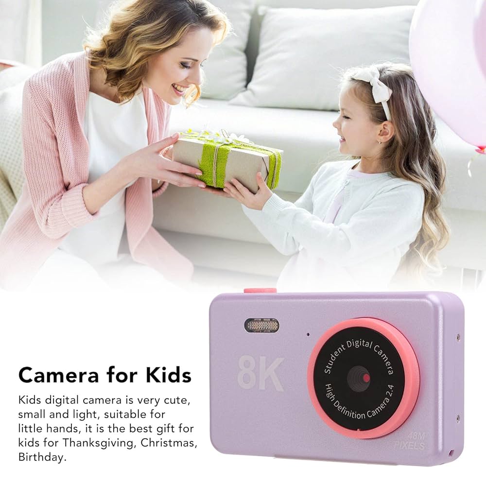 Keenso 2.4in Kids Camera Toys, 4K 4000W Caméra Vidéo Numérique pour Enfants à Double Caméra pour l'anniversaire de Noël