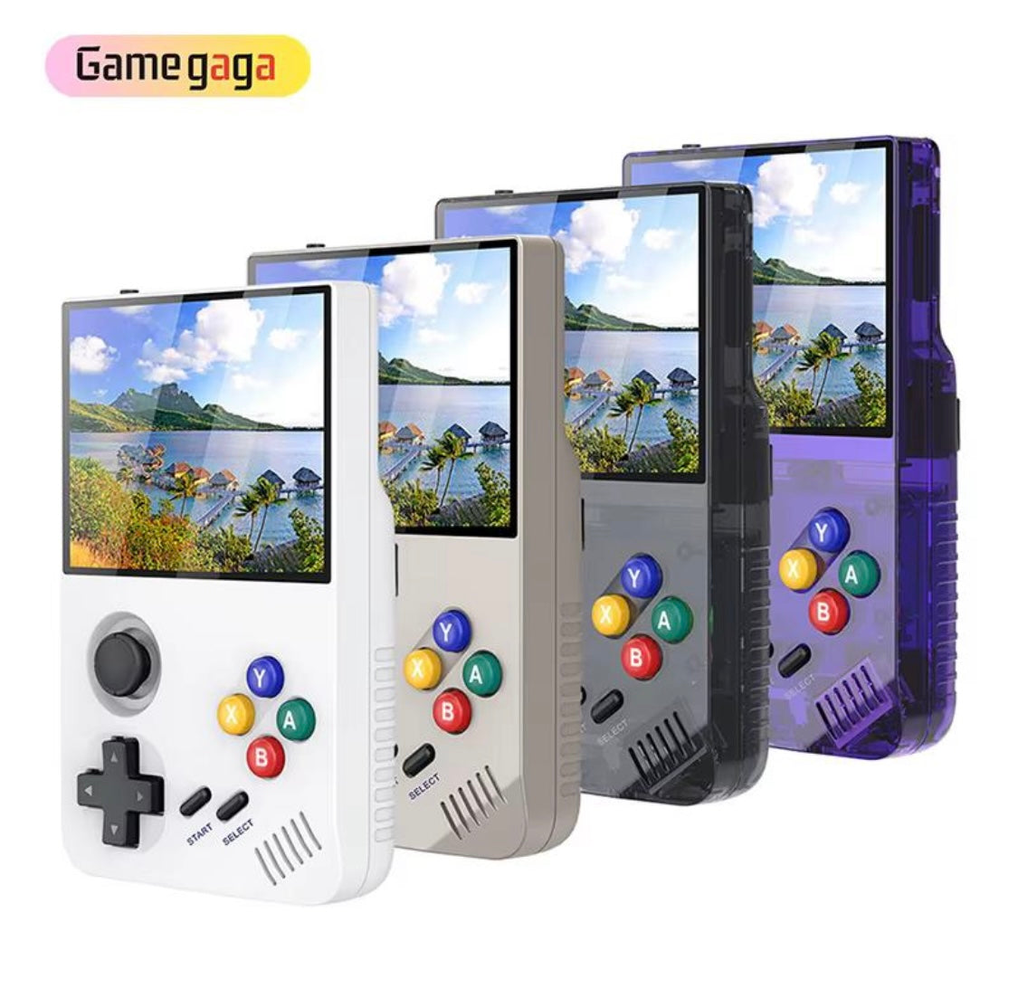 Console de Jeux,R36s Console de Jeu Portable, Carte TF 128 Go, Console de Jeu Portable rétro IPS 3,5 Pouces avec Batterie 3500 mAh (128G)