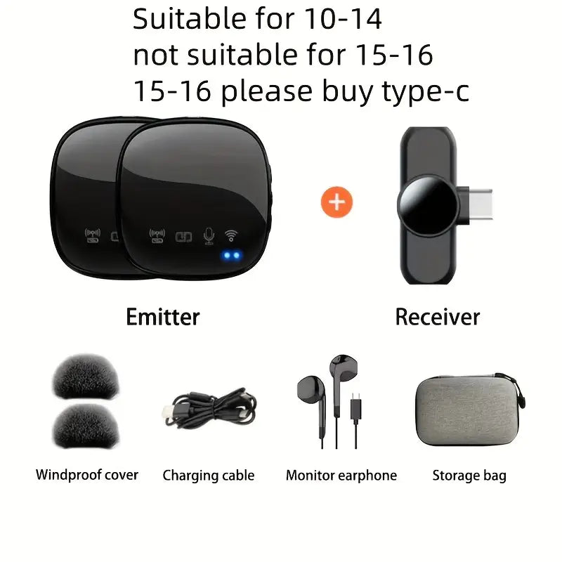 Nouveau microphone sans fil R8 TYPE-C pour téléphones Android, iPhone et iOS