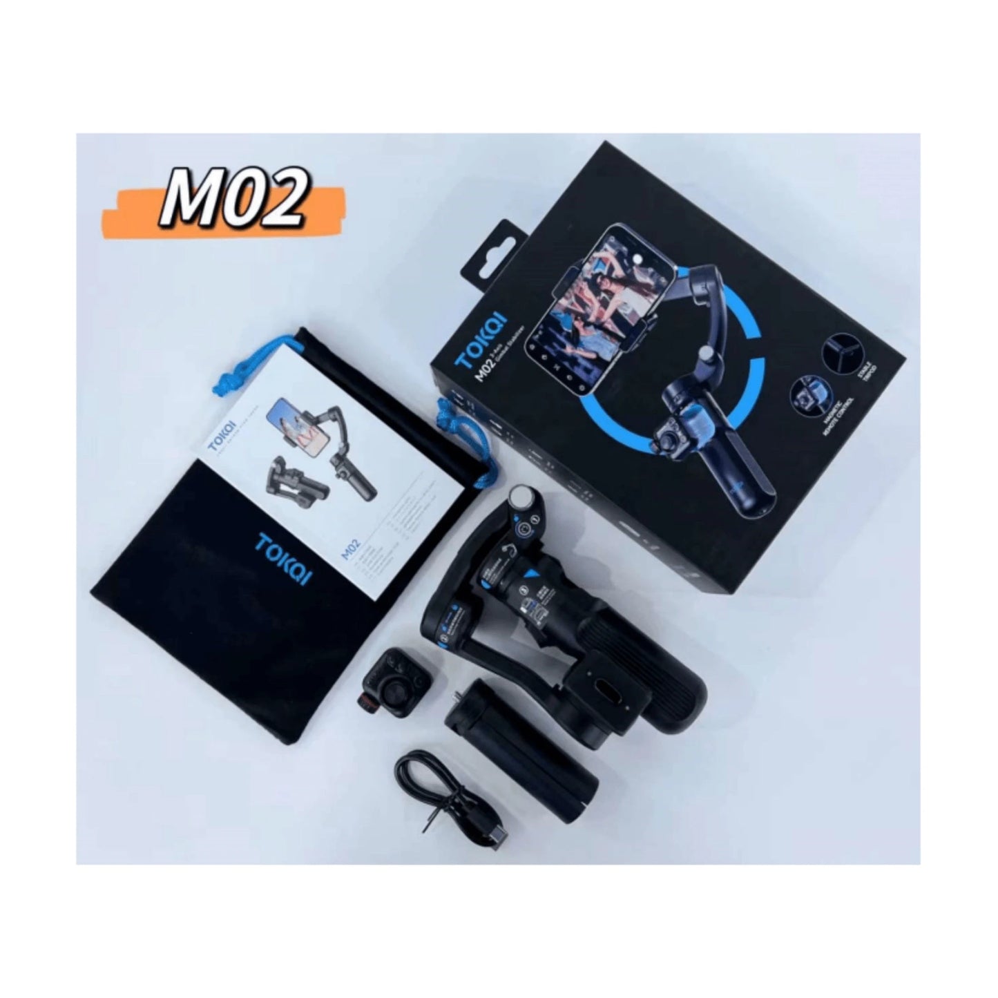 TOKQI M02-Stabilisateur de cardan portatif M02 à 3 axes pour téléphone portable,