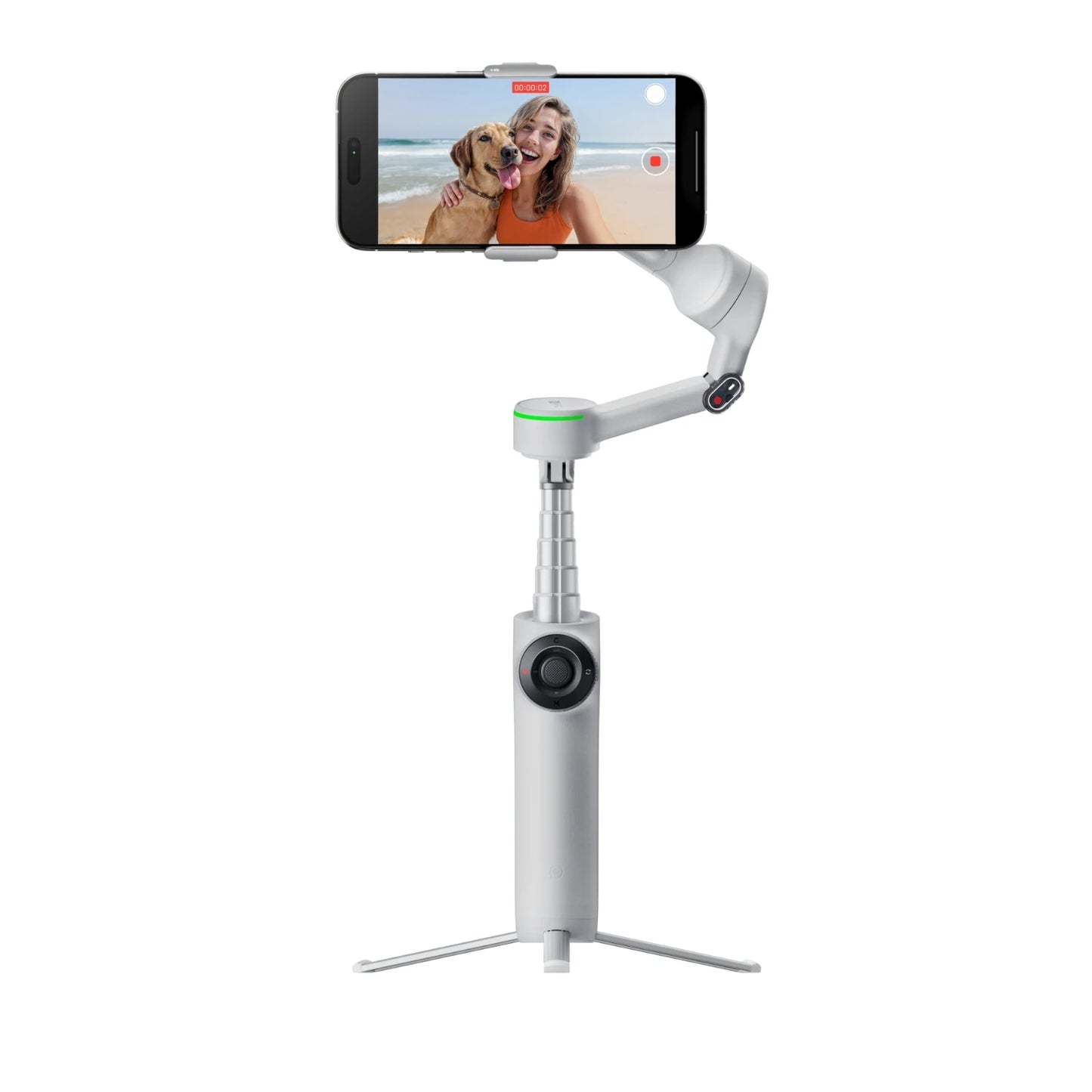 Insta360 Flow 2 Pro Blanc - Cardan IA pliable, suivi dans plus de 200 applications avec Apple DockKit, suivi panoramique multi-personnes et 360°, trépied/perche à selfie intégré, stabilisateur portable pour iPhone/Android
