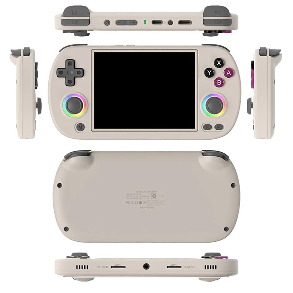 Console de jeu portable rétro RG40XX H Console de jeu rétro RG40XXH 64 jeux préchargés sur carte TF Plus de 5 000 jeux portables Système Linux 64 bits Écran IPS 4,0 pouces Wi-Fi Bluetooth Sortie HD et TV Gris