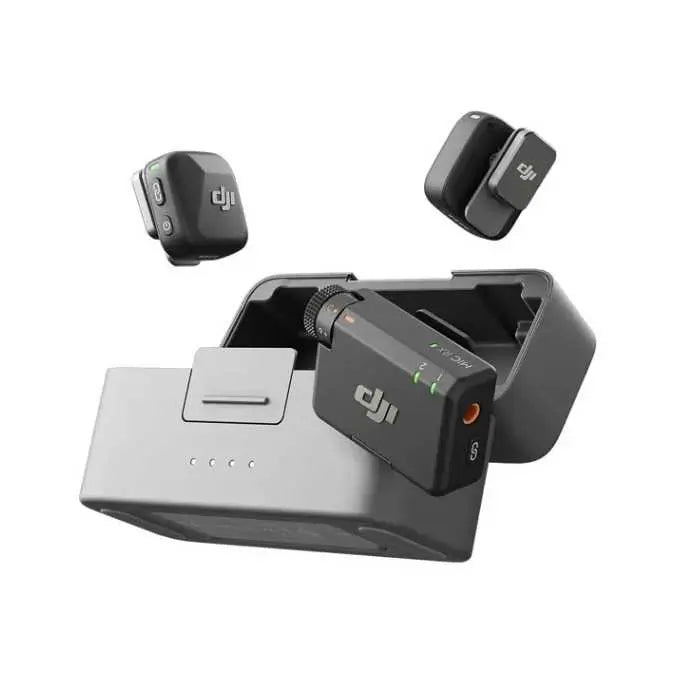 DJI Mic Mini (2 TX + 1 RX + Boîtier de Recharge), Ultra-léger, Audio de HQ, 48 h d’Utilisation, Annulation du Bruit, Limite Auto, Micro Cravate sans Fil pour caméra/iPhone/Android, vlog, Streaming