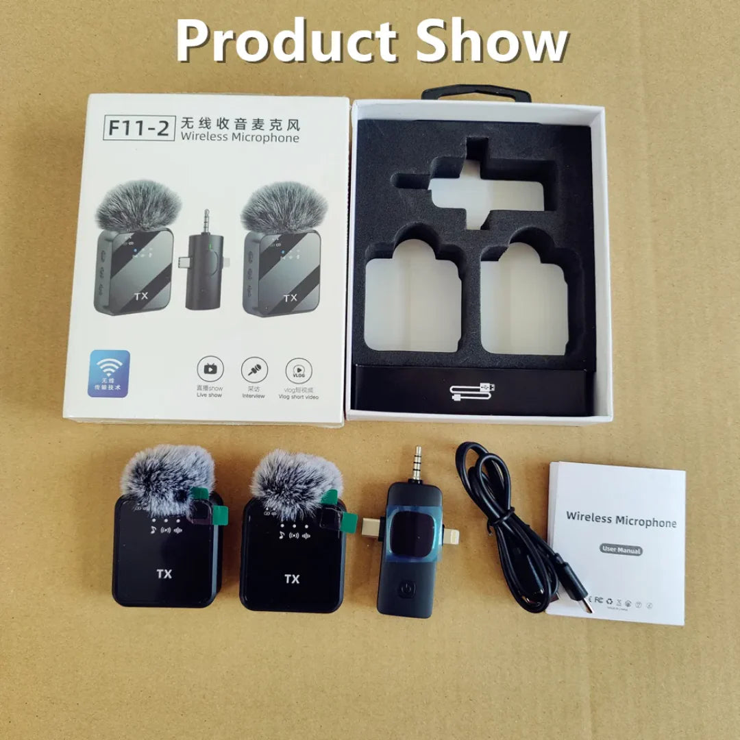 Microphone F11-2 sans fil 3 en 1 pour Téléphone et Ordinateur
