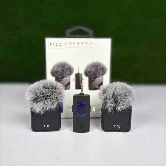 Microphone F11-2 sans fil 3 en 1 pour Téléphone et Ordinateur