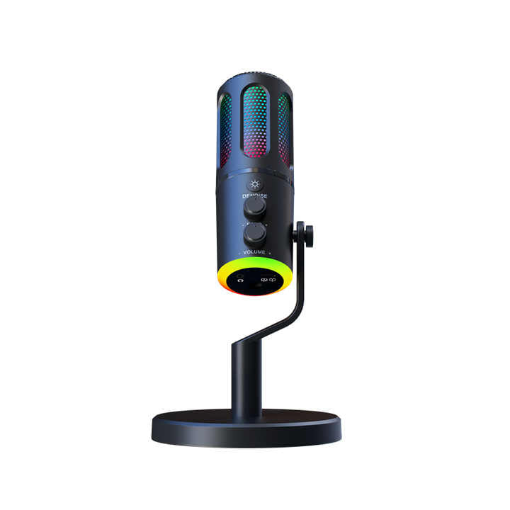 Microphone de Professionnel avec Support RVB USB Filaire à Condensateur pour PC Portable Streaming Podcast Karaoké