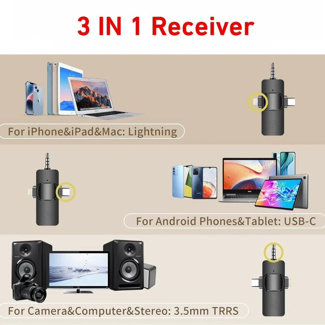 Microphone F11-2 sans fil 3 en 1 pour Téléphone et Ordinateur