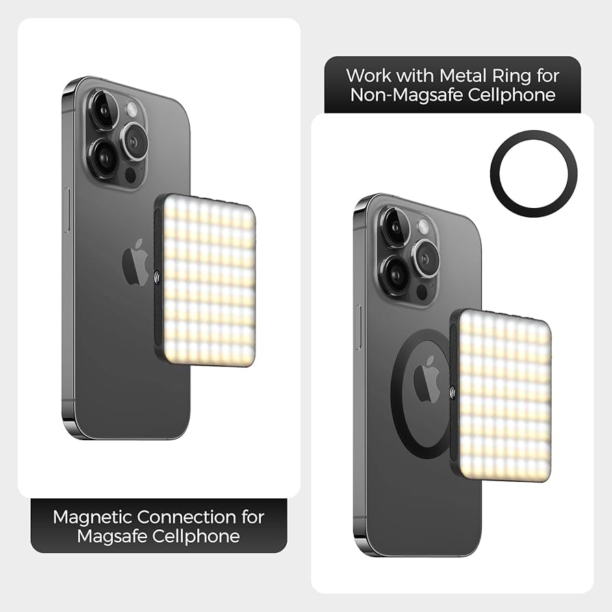 Lampe vidéo LED M20 RGB, éclairage portable à 360°, rechargeable 3 000 mAh, IRC 95+, 2 500-9 000 K, aimant permanent, clip pour téléphone
