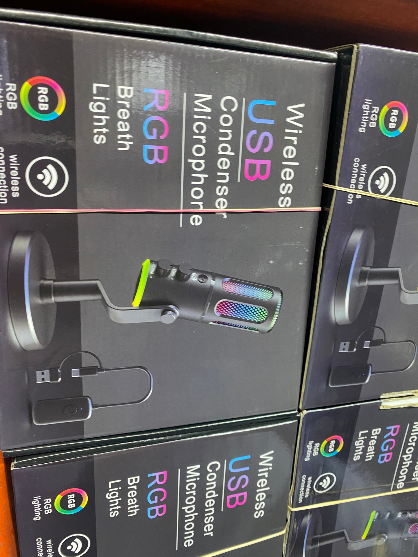 Microphone de Professionnel avec Support RVB USB Filaire à Condensateur pour PC Portable Streaming Podcast Karaoké