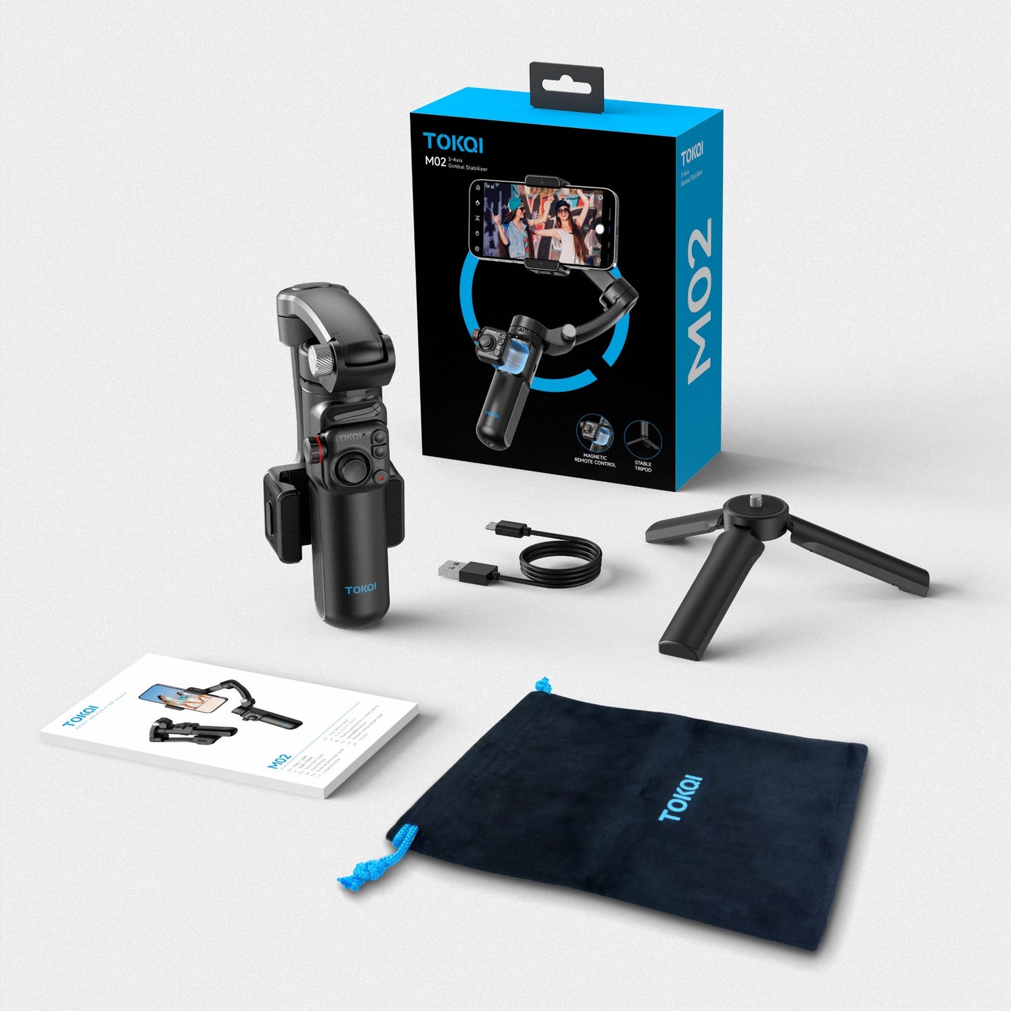 TOKQI M02 - Stabilisateur à 3 Axes Téléphone Mobile