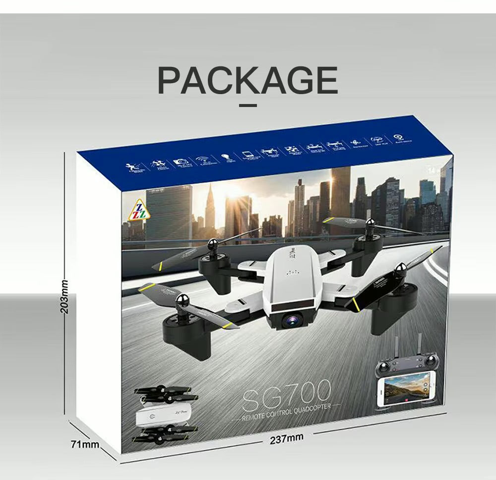 Drones pour adultes SG700MAX - Drone sans balais - Caméra HD 4K - Caméra professionnelle - Photographie aérienne - Moteur sans balais - Jouet quadrirotor pliable (2 piles)