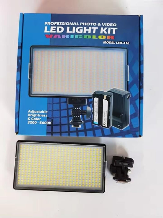 LED-416 pour la photographie vidéo professionnelle sur caméra, 416 LED haute luminosité, température de couleur bicolore réglable de 3200 à 5600 K, . variable, filetage 1/4 pouce, lumière froide.h