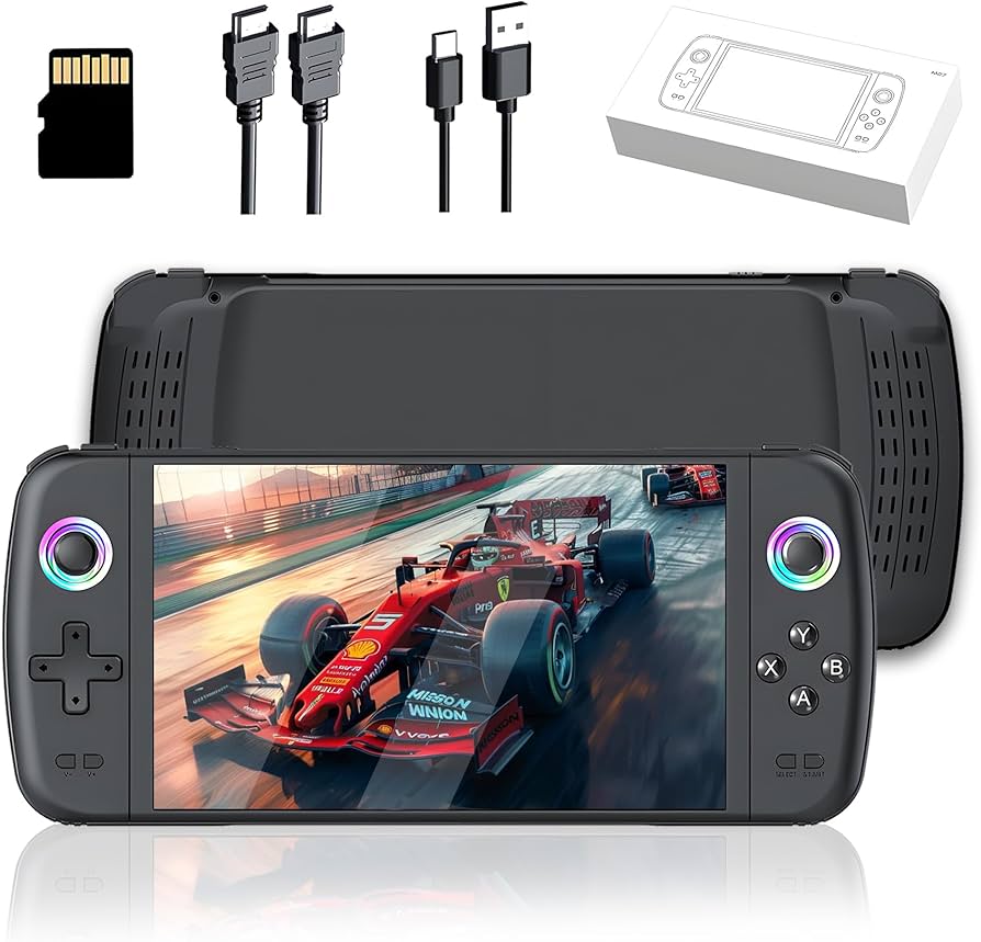 Console de jeux vidéo rétro M27 128 Go, console portable avec plus de 50 000 jeux rétro intégrés, plus de 30 émulateurs, écran IPS 7 pouces, résolution 600 x 1024 (noir)
