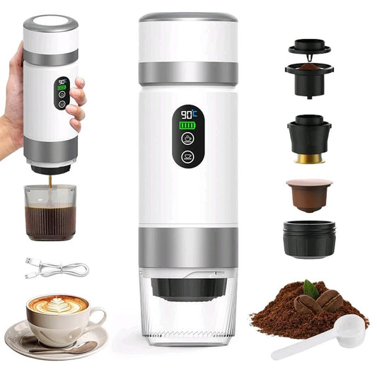 Cafetière portable VHV, cafetière de voyage 3 en 1 – Sans fil et auto-chauffante – avec batterie 7500 mAh, pression 20 bars – Convient à diverses occasions et cadeaux (Vert)