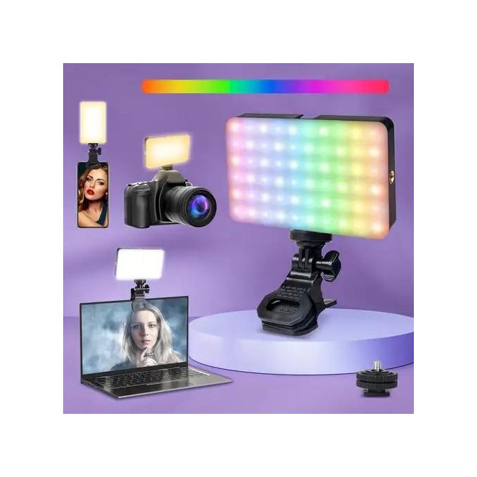 Lampe vidéo LED M20 RGB, éclairage portable à 360°, rechargeable 3 000 mAh, IRC 95+, 2 500-9 000 K, aimant permanent, clip pour téléphone