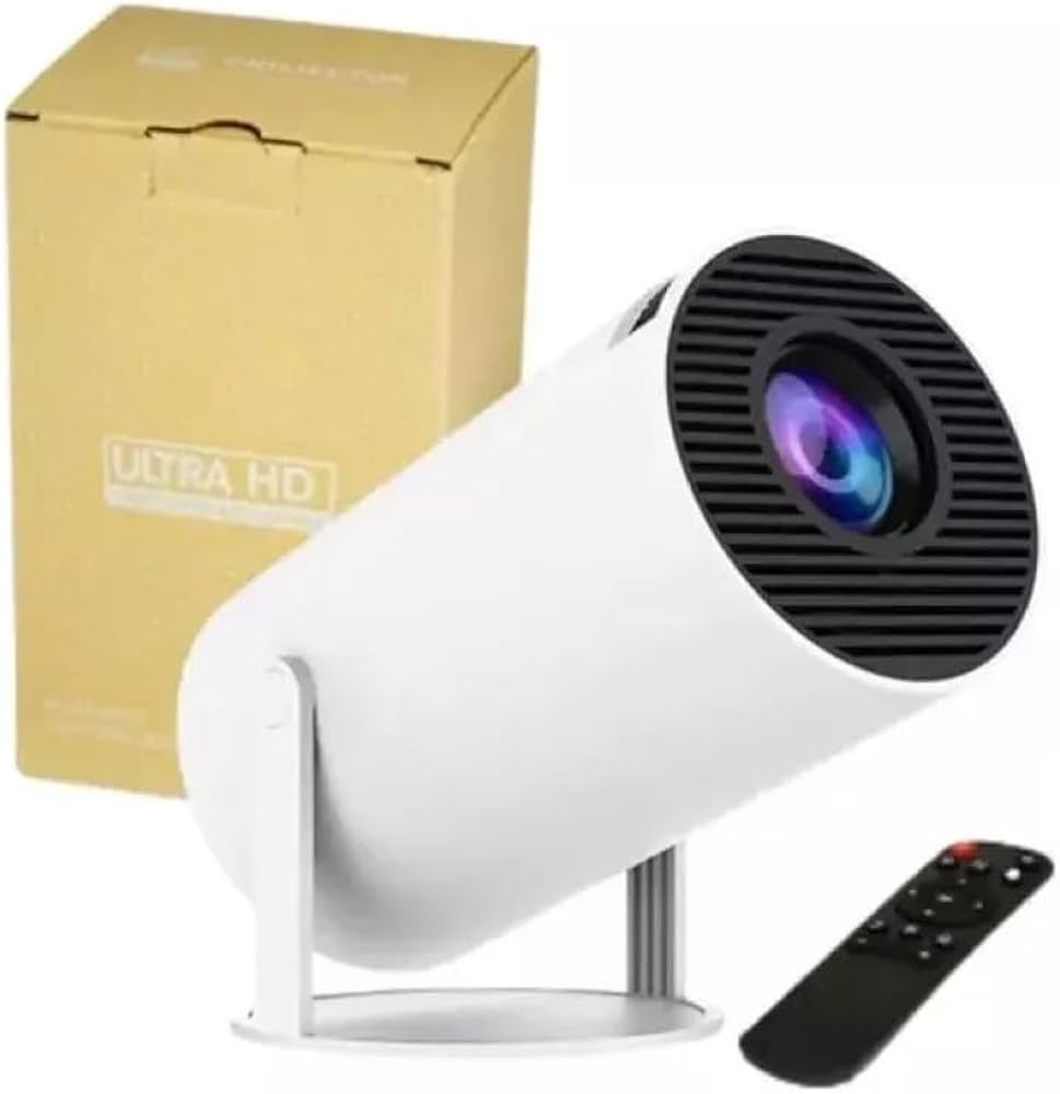 Mini projecteur portable HY300 PRO, compatible 4K 1080P avec Wi-Fi double bande 6, 5G, sans fil 5.2, Bluetooth, Android 11, rotation à 180°, correction automatique du trapèze, écran de 35 à 130 pouces.