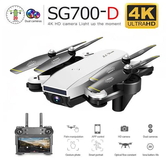 Drones pour adultes SG700MAX - Drone sans balais - Caméra HD 4K - Caméra professionnelle - Photographie aérienne - Moteur sans balais - Jouet quadrirotor pliable (2 piles)
