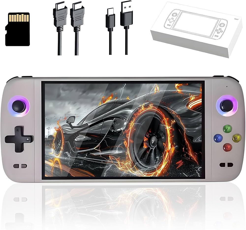 Console de jeux vidéo rétro M27 128 Go, console portable avec plus de 50 000 jeux rétro intégrés, plus de 30 émulateurs, écran IPS 7 pouces, résolution 600 x 1024 (noir)