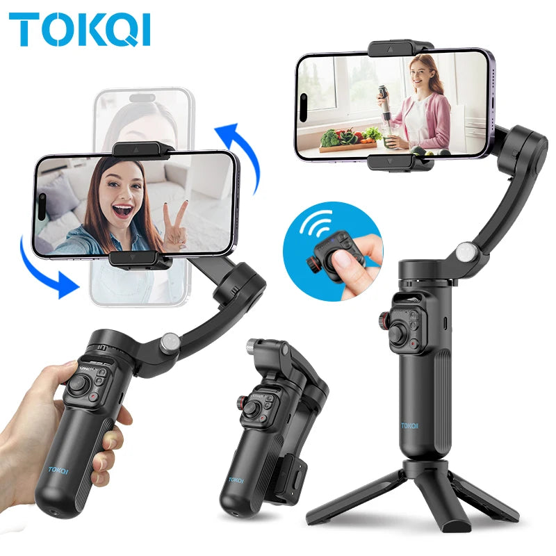 TOKQI M02 - Stabilisateur à 3 Axes Téléphone Mobile