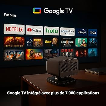 Philips, Neopix 450 Smart, Vidéoprojecteur 4K, Google TV, résolution Native 1080p, 500 Lumens ANSI, Wi-FI 6, Son Stéréo10 Watts, Partage d'écran sans Fil.
