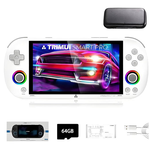 TRIMUI SMART PRO Console de Jeu Portable Avec Carte SD 64 Go, Plus de 12 000 Jeux, Processeur Linux A133P, Écran 12,7 cm, Console Vidéo Rétro, Cadeau Pour Garçons et Filles - Avec Étui