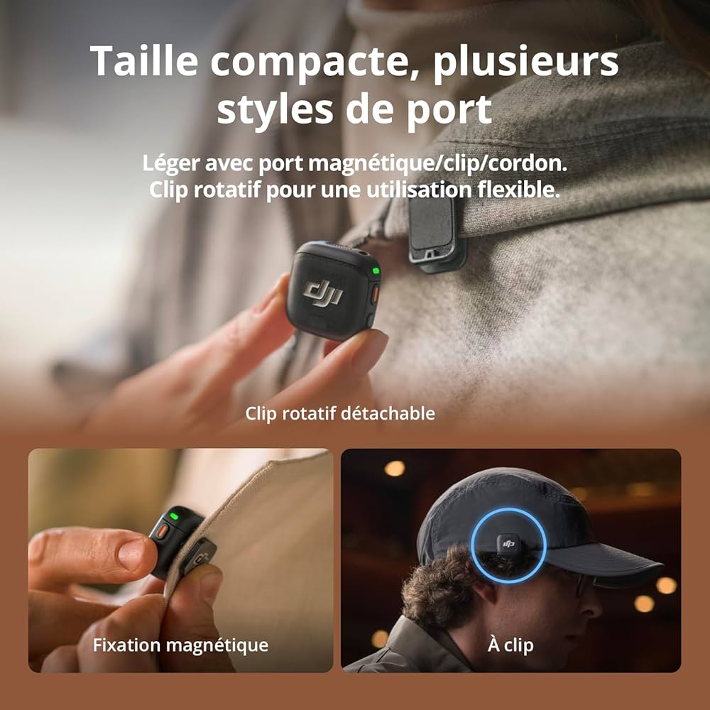 DJI Mic 3 (2 TX + 1 RX + Boîtier de Recharge), Microphone sans Fil pour iPhone/caméra/Android, ultraléger, contrôle de Gain adaptatif pour Un Volume équilibré, 28 h d’Utilisation, Vlog