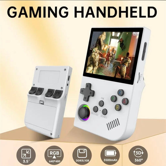 Console de Jeux,R36s Console de Jeu Portable, Carte TF 128 Go, Console de Jeu Portable rétro IPS 3,5 Pouces avec Batterie 3500 mAh (128G)
