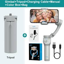TOKQI M01 Stabilisateur de Téléphone à Main 3 Axes Antivibrations, Support Pliable avec Trépied et Lumière de Remplissage pour Selfie, Idéal pour Vlogging et Enregistrement de Vidéos TikTok sur iPhone et Android